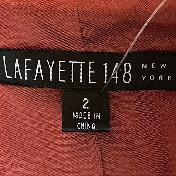 Lafayette 148 New York Brick Red Wool Tweed Iridescent Crop Jacket NWOT Size 2 - Picture 9 of 12